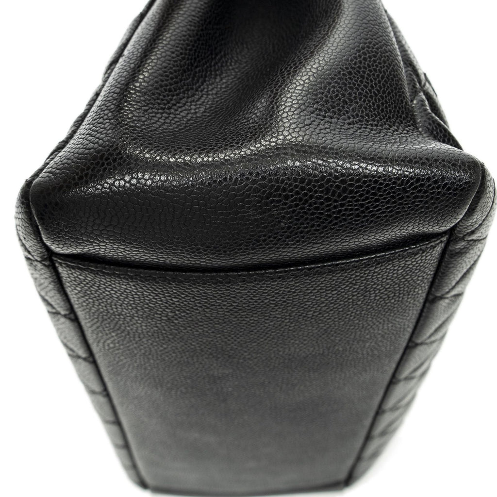 Chanel Grand Shopping Tote GST Black Quilted Caviar Leather — view 7
