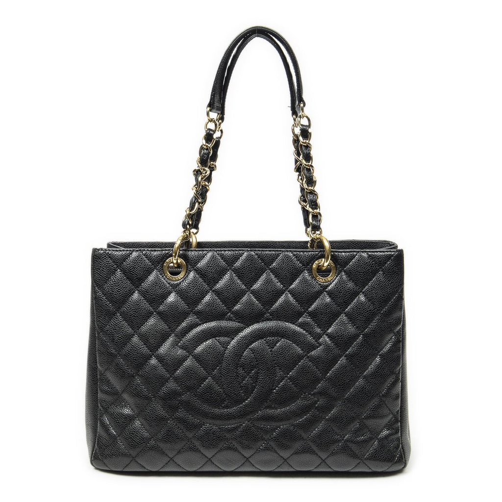 Chanel Grand Shopping Tote GST Black Quilted Caviar Leather