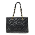 Chanel Grand Shopping Tote GST Black Quilted Caviar Leather