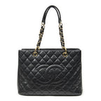 Chanel Grand Shopping Tote GST Black Quilted Caviar Leather