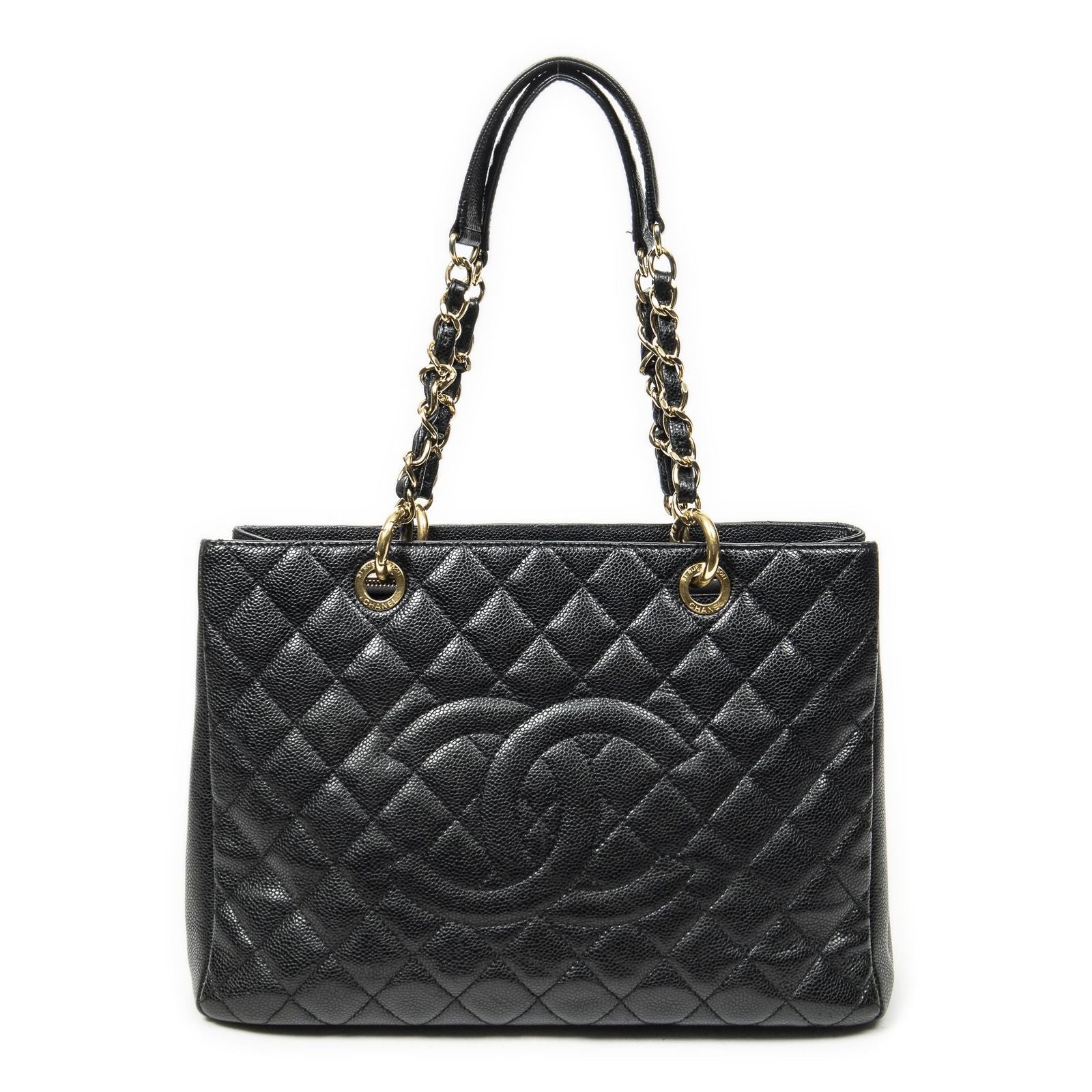 Chanel Grand Shopping Tote GST Black Quilted Caviar Leather