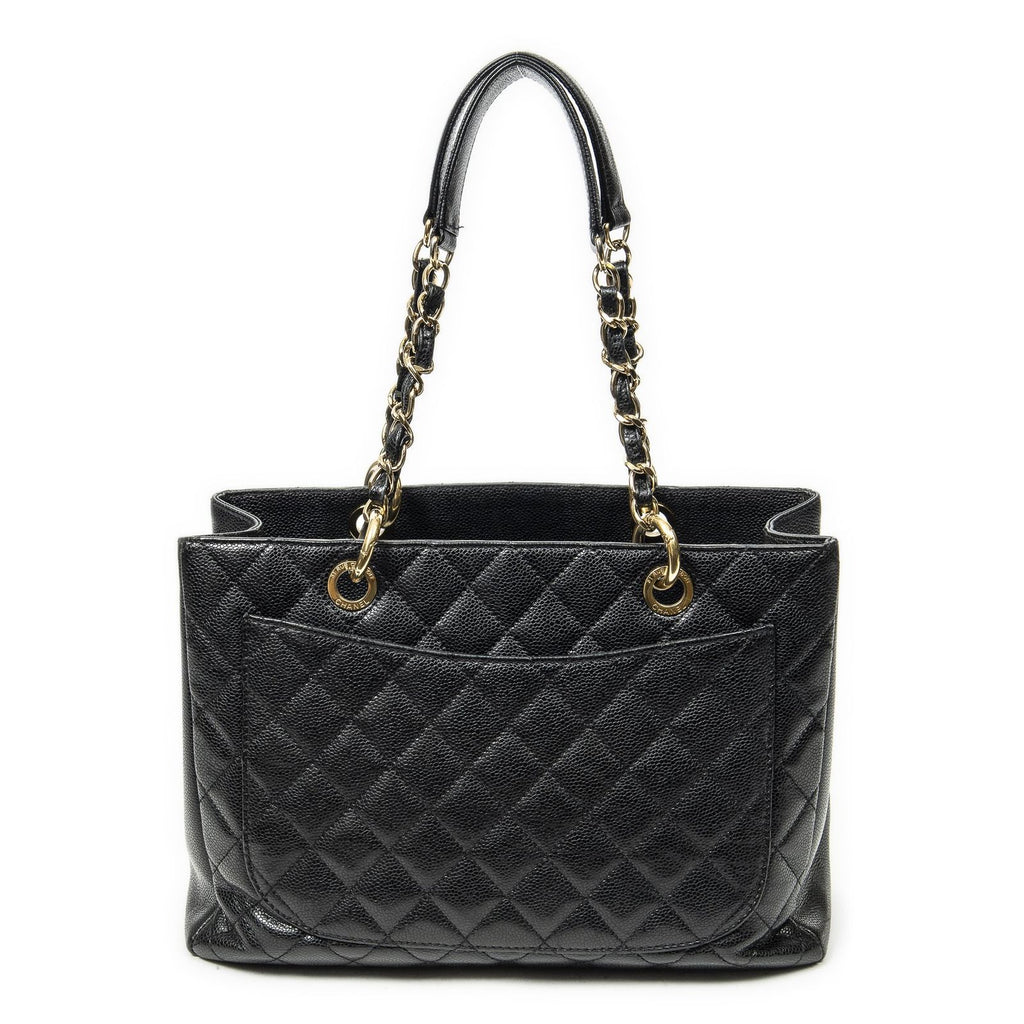 Chanel Grand Shopping Tote GST Black Quilted Caviar Leather — view 5