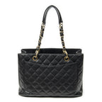 Chanel Grand Shopping Tote GST Black Quilted Caviar Leather — view 5