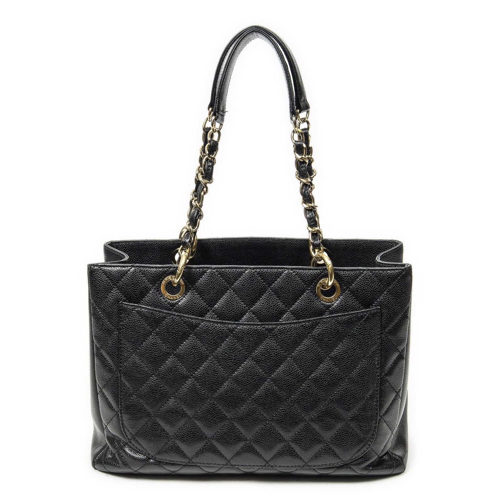 Chanel Grand Shopping Tote GST Black Quilted Caviar Leather — view 5