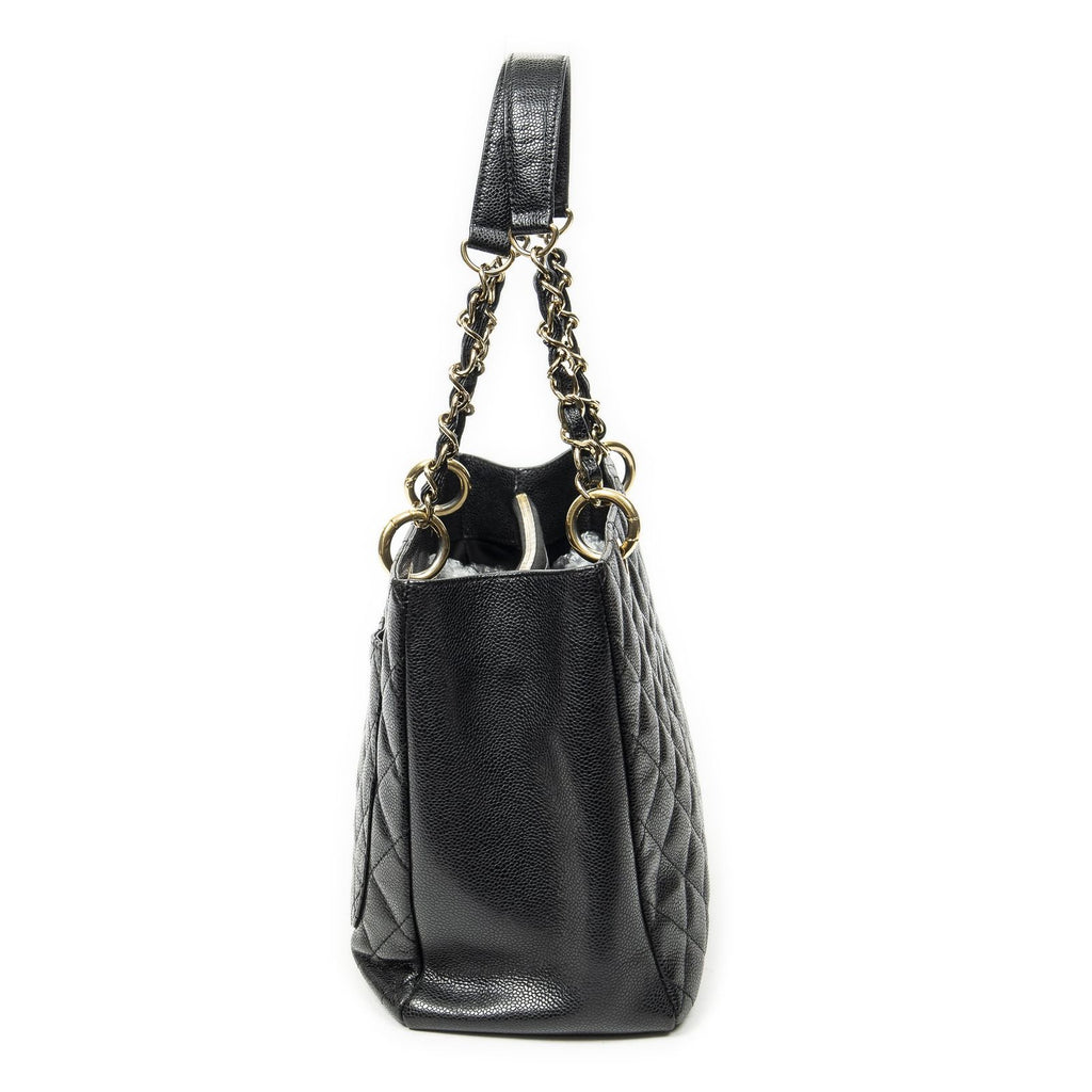 Chanel Grand Shopping Tote GST Black Quilted Caviar Leather — view 4