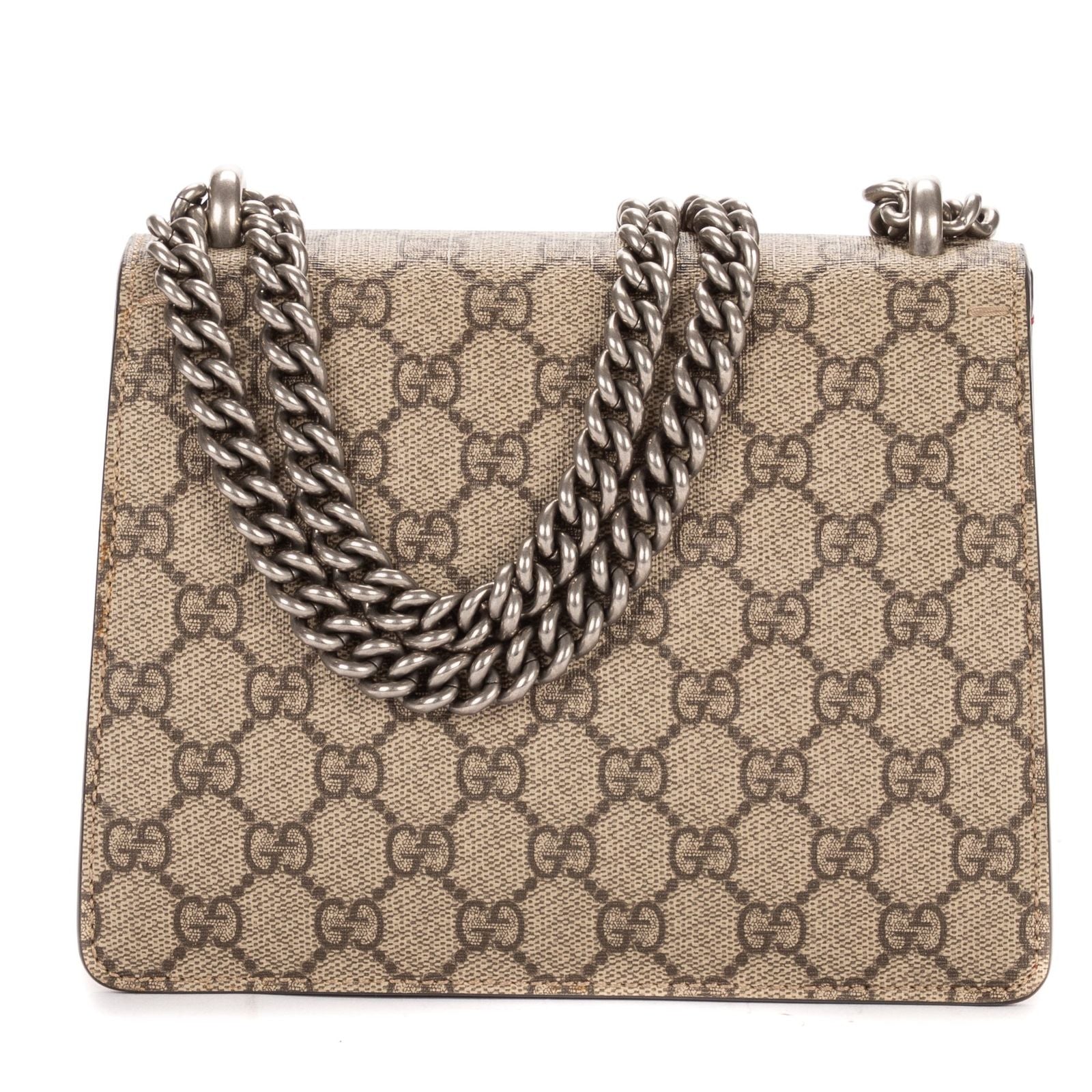 Gucci le Dionysus Chain Crossbody Beige Red Split Canvas — view 5