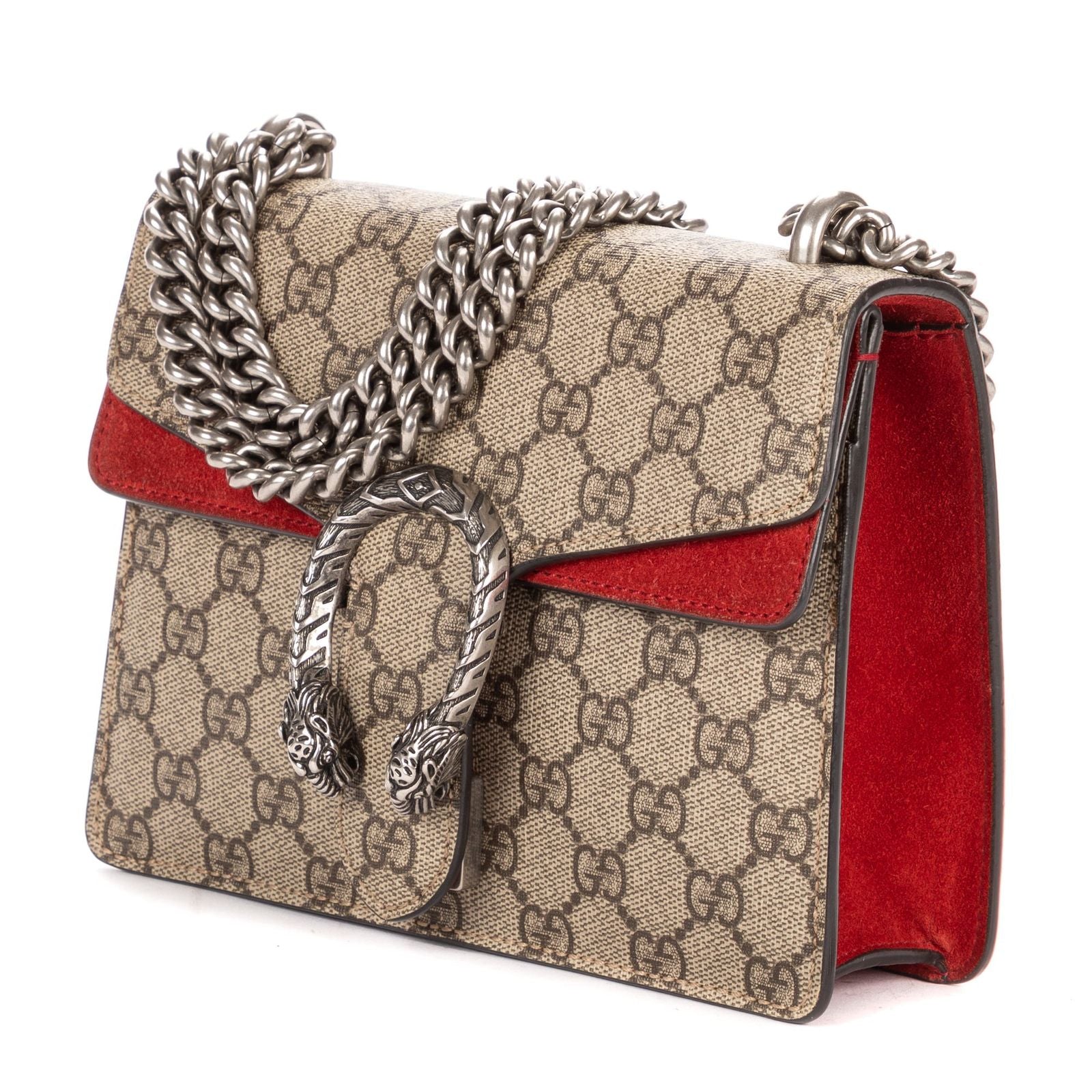 Gucci le Dionysus Chain Crossbody Beige Red Split Canvas — view 2