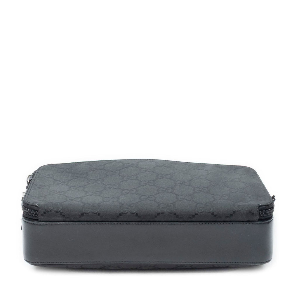 Gucci Front Pocket Messenger Bag Black GG Nylon Canvas — view 6
