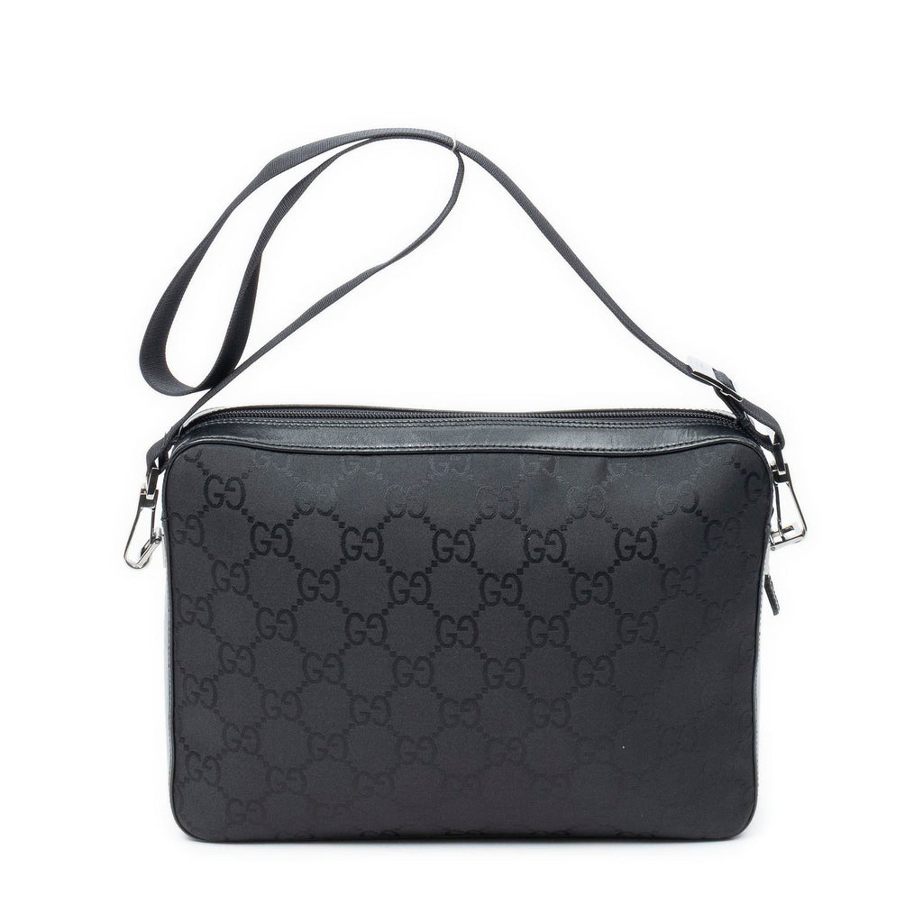 Gucci Front Pocket Messenger Bag Black GG Nylon Canvas — view 5