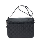 Gucci Front Pocket Messenger Bag Black GG Nylon Canvas