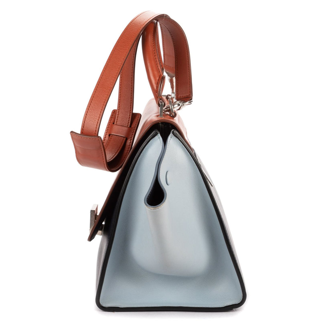 Celine Smo le Tricolor Trapeze Blue Navy Brown Smooth Calfskin Shoulder — view 3