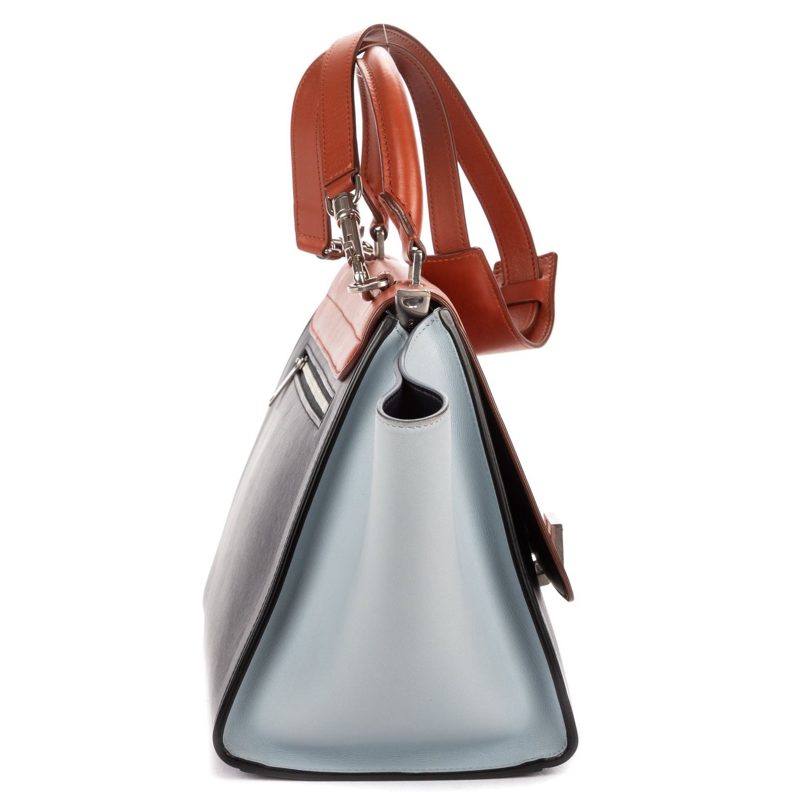 Celine Smo le Tricolor Trapeze Blue Navy Brown Smooth Calfskin Shoulder — view 4
