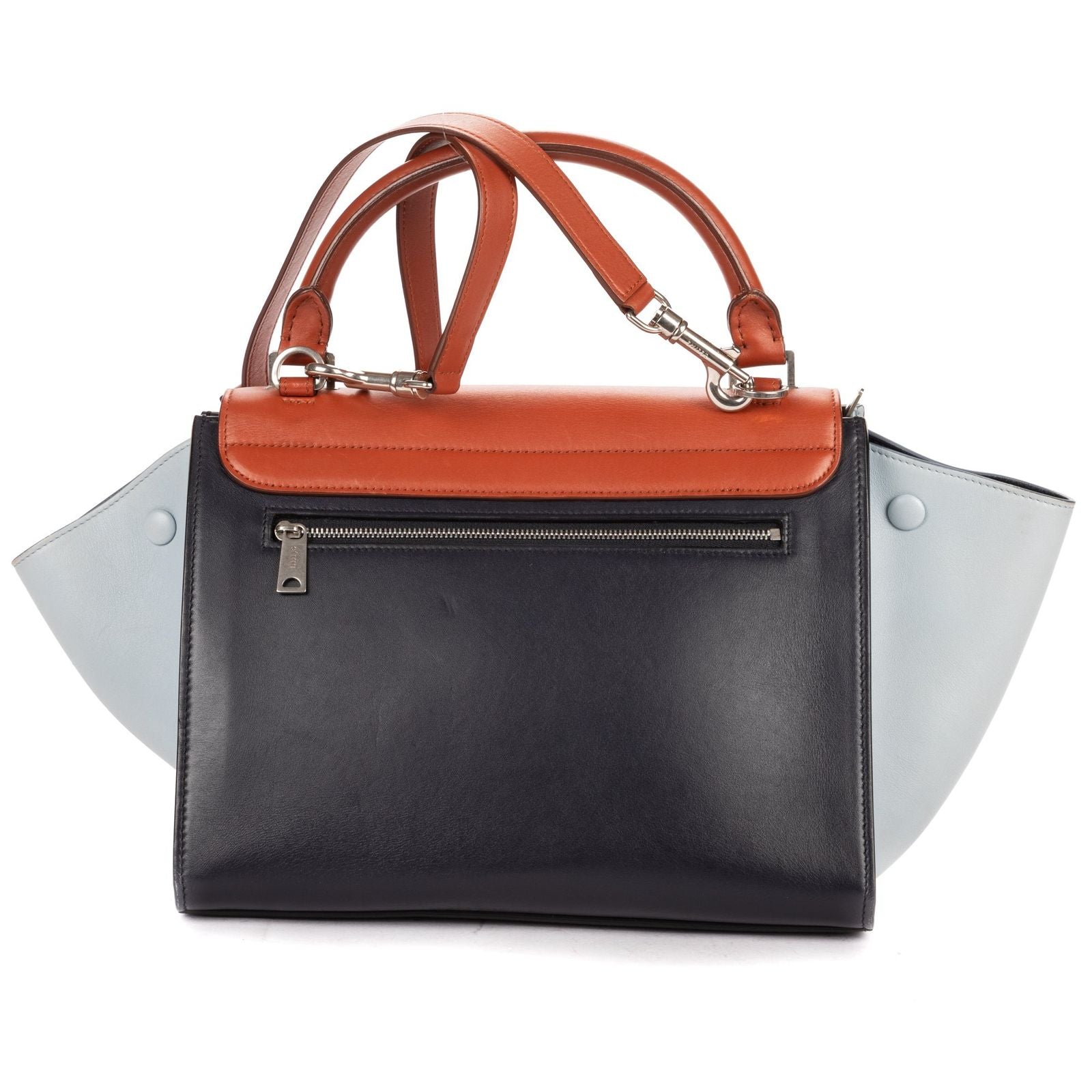 Celine Smo le Tricolor Trapeze Blue Navy Brown Smooth Calfskin Shoulder — view 5