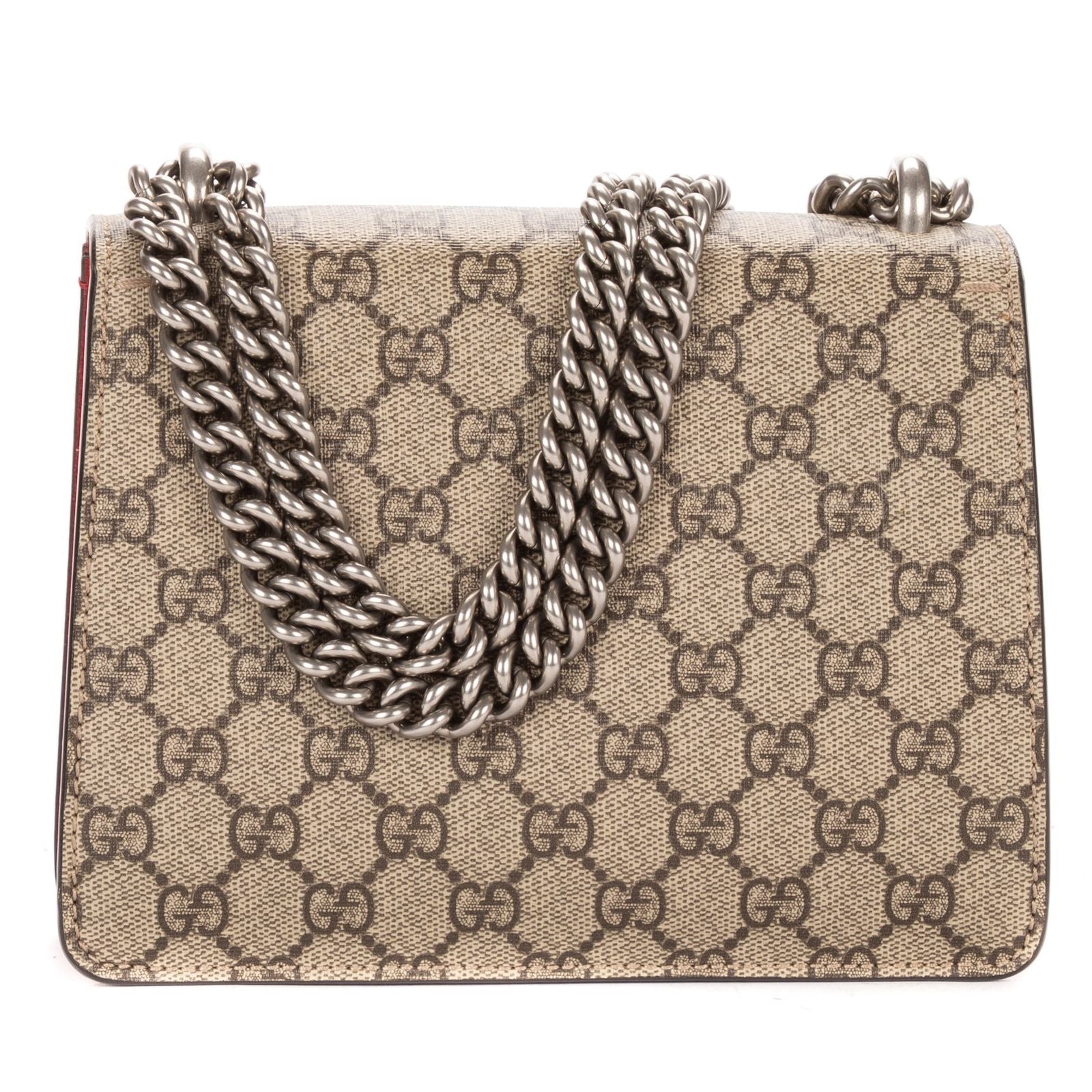 Gucci le Dionysus Chain Crossbody Beige Red Split Canvas — view 5