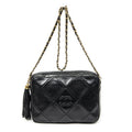 Chanel CC Tassel Camera Bag Black Quilted Lambskin Leather