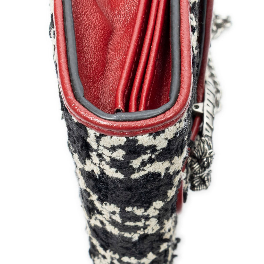 Gucci Dionysus Chain Wallet Black White Red Tweed Shoulder — view 8