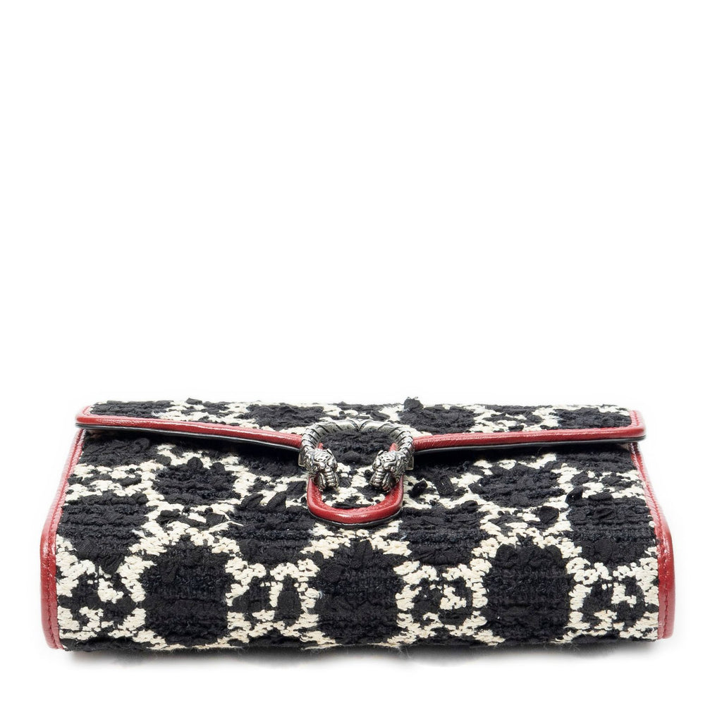 Gucci Dionysus Chain Wallet Black White Red Tweed Shoulder — view 6