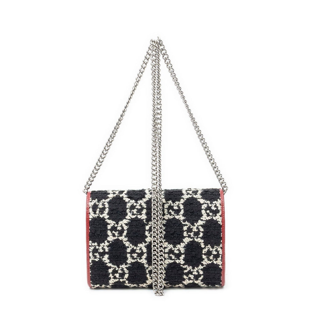 Gucci Dionysus Chain Wallet Black White Red Tweed Shoulder — view 5