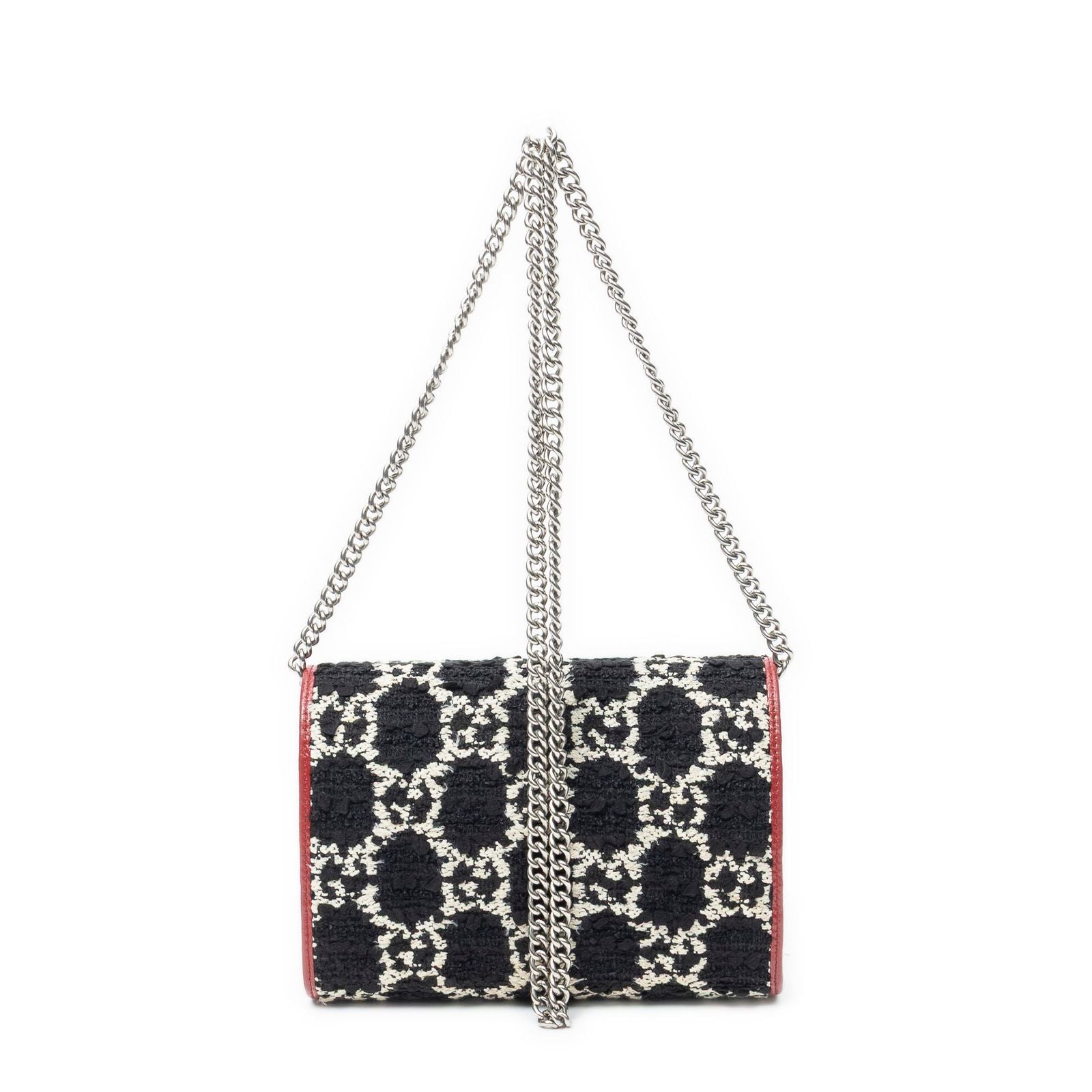 Gucci Dionysus Chain Wallet Black White Red Tweed Shoulder — view 5