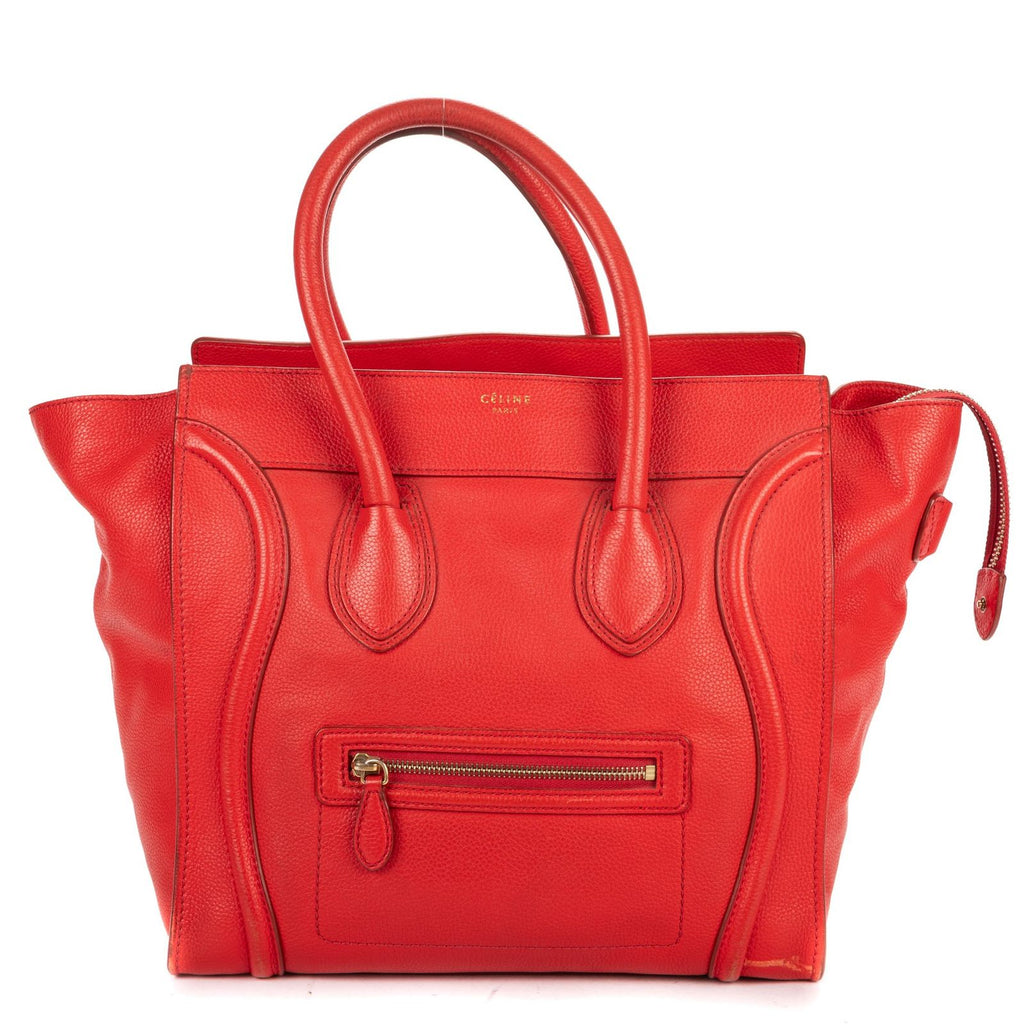 Celine Mini Lugagge Bag Red Calfskin Leather
