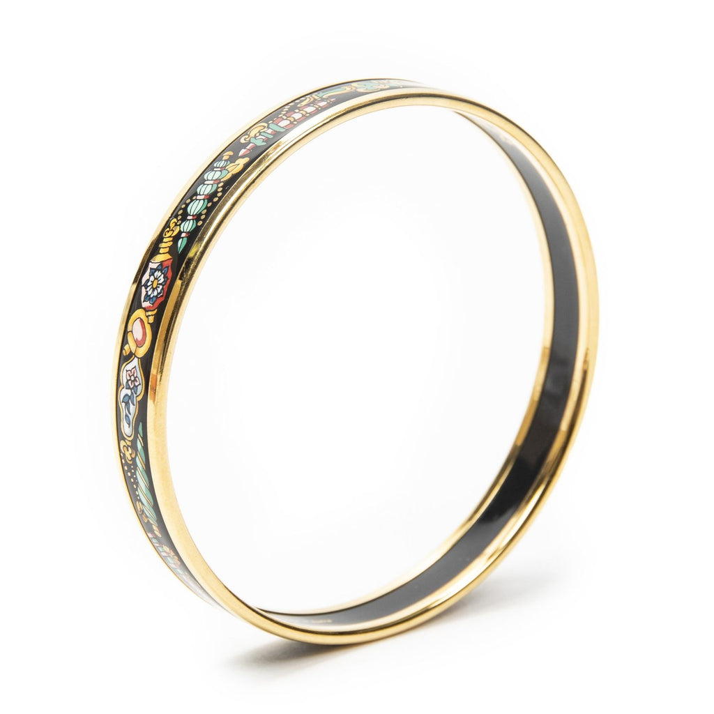 Hermes Enamel Bangle Black Vase Motifa