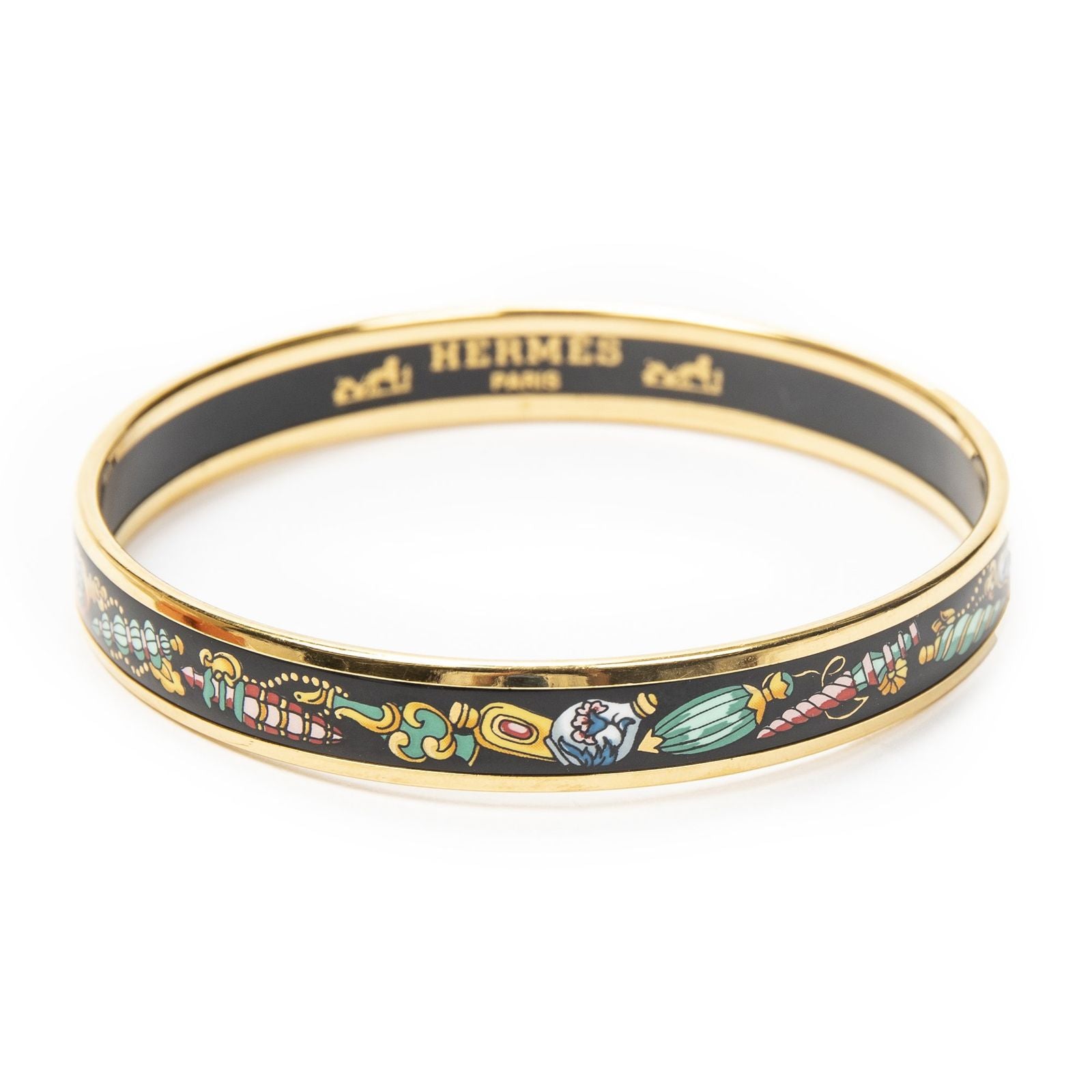 Hermes Enamel Bangle Black Vase Motifa — view 2