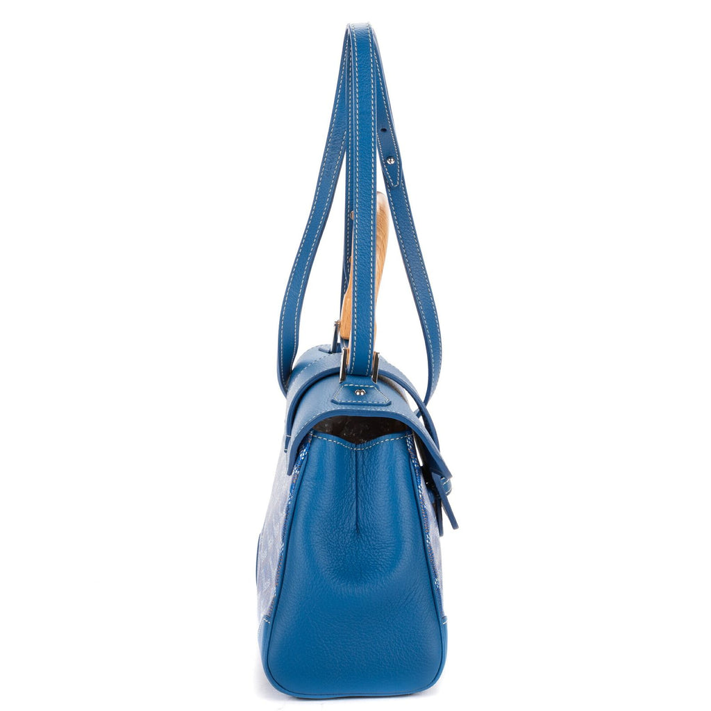 Goyard Saigon Blue Calfskin Leather Din Shoulder — view 4