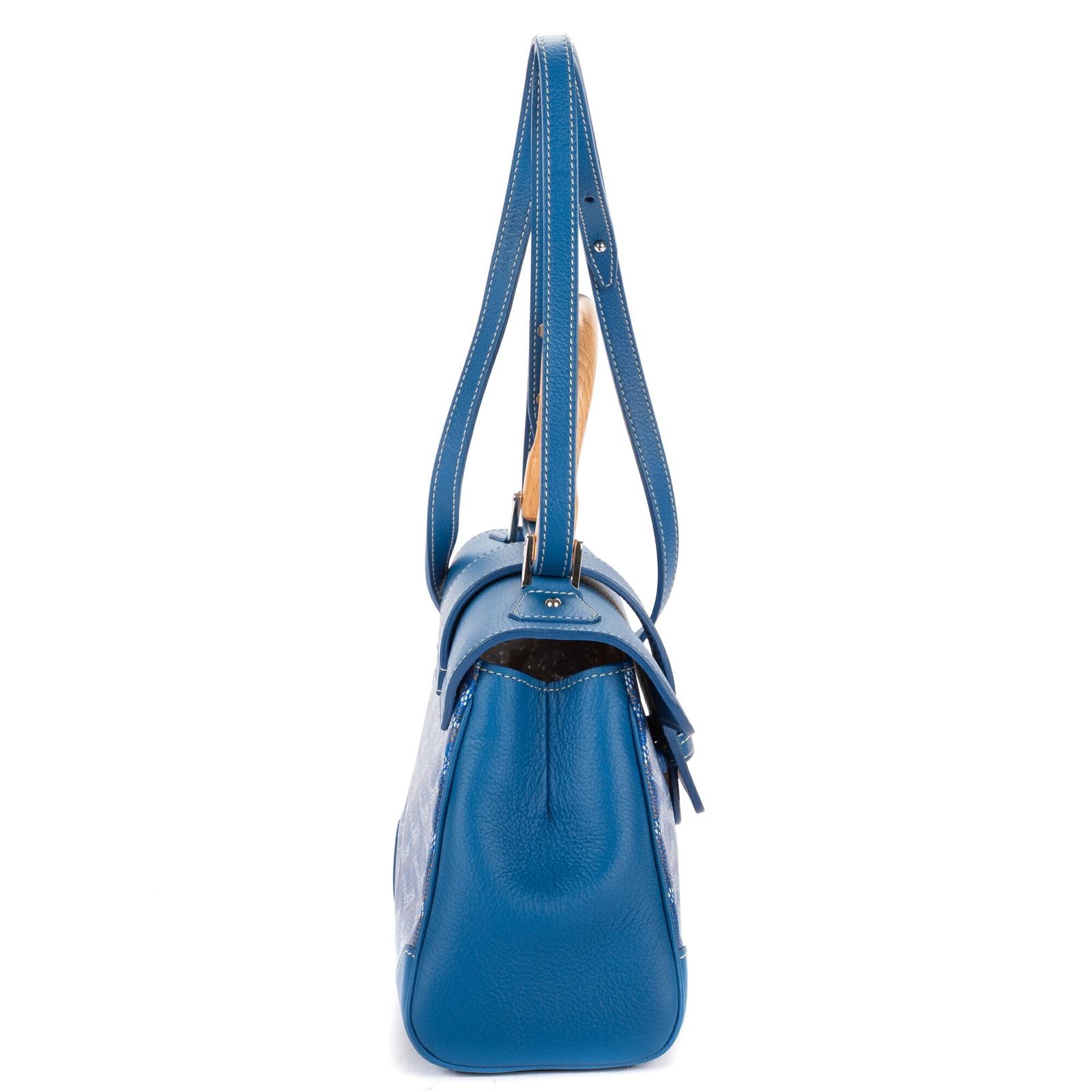 Goyard Saigon Blue Calfskin Leather Din Shoulder — view 4
