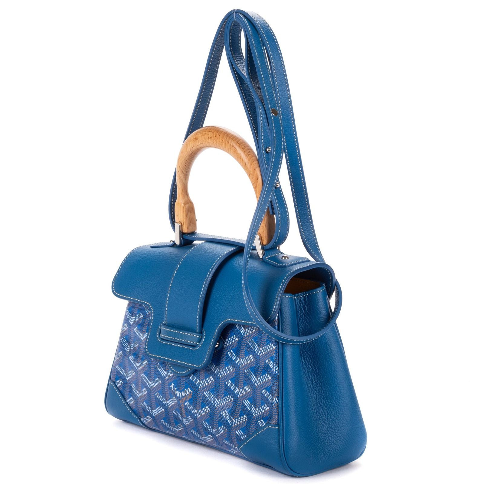 Goyard Saigon Blue Calfskin Leather Din Shoulder — view 2