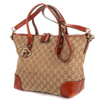 Gucci Bamboo Heart Bit Zip Tote Brown Beige Glitter Monogrammed Canvasa — view 2