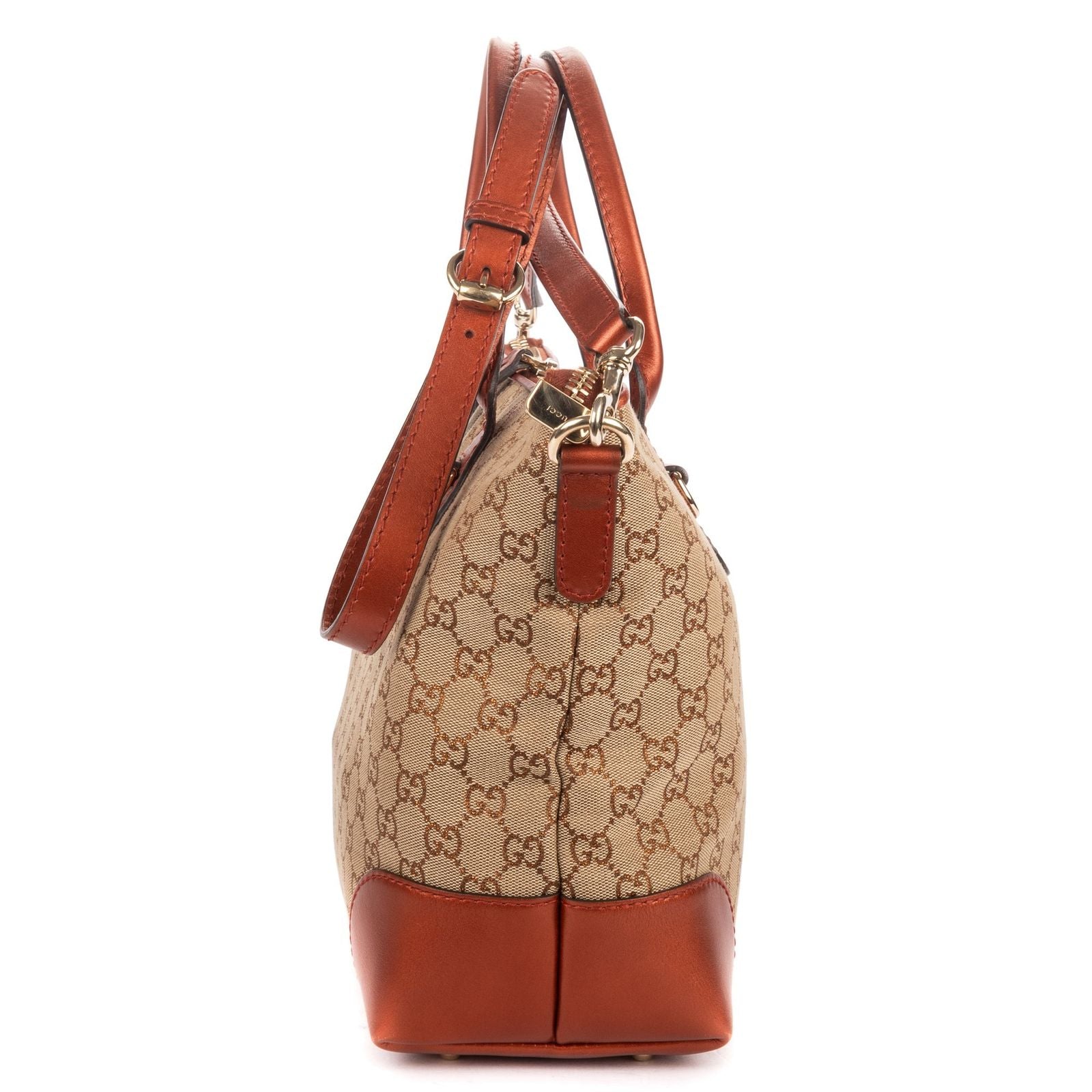 Gucci Bamboo Heart Bit Zip Tote Brown Beige Glitter Monogrammed Canvasa — view 3