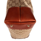 Gucci Bamboo Heart Bit Zip Tote Brown Beige Glitter Monogrammed Canvasa — view 7