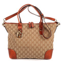 Gucci Bamboo Heart Bit Zip Tote Brown Beige Glitter Monogrammed Canvasa