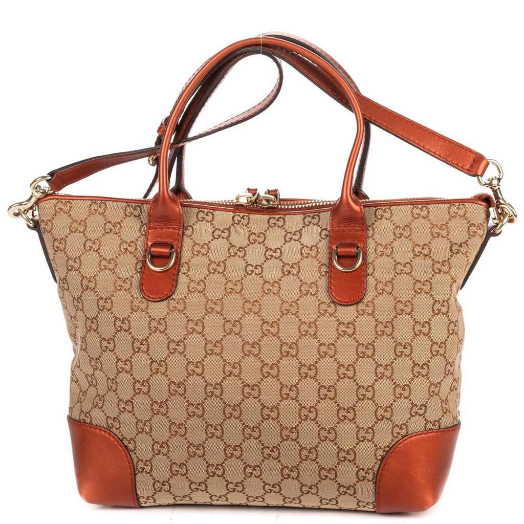 Gucci Bamboo Heart Bit Zip Tote Brown Beige Glitter Monogrammed Canvasa — view 5