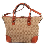 Gucci Bamboo Heart Bit Zip Tote Brown Beige Glitter Monogrammed Canvasa — view 5