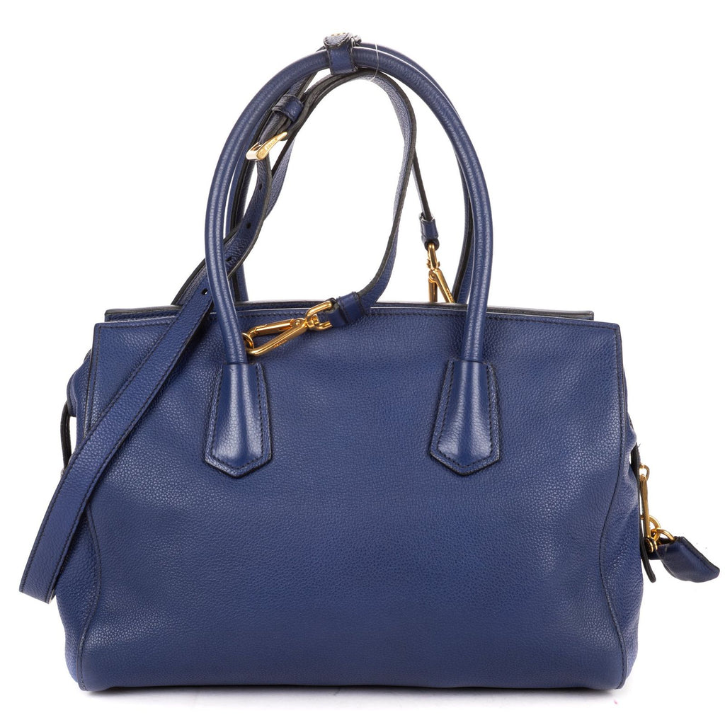 Prada Double Handle Tote Navy Viterodino — view 5