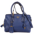 Prada Double Handle Tote Navy Viterodino