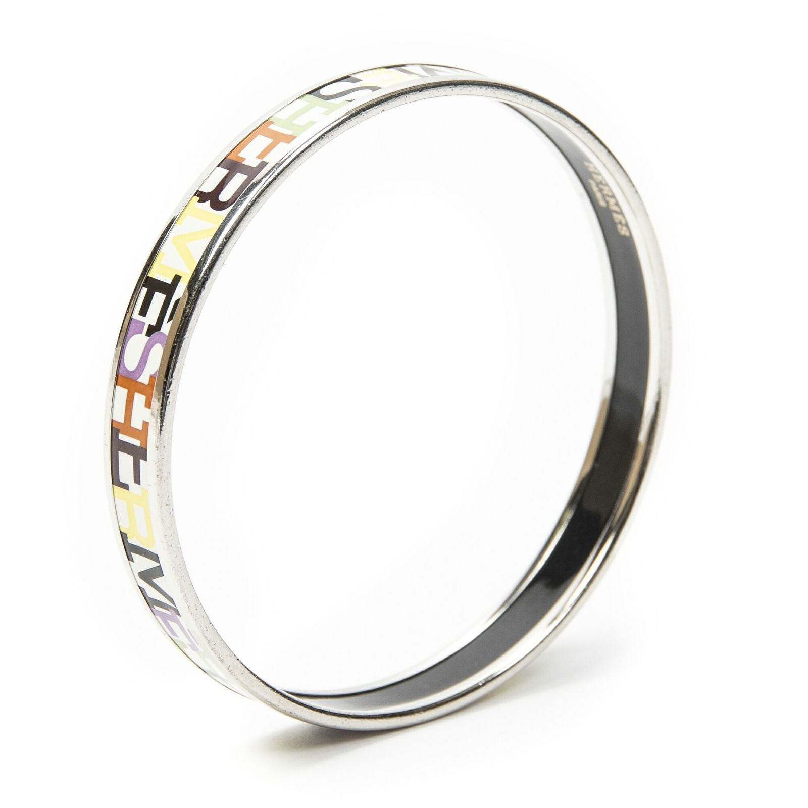 Hermes Enamel Bangle Multicolor Alphabet Motifa Bracelet