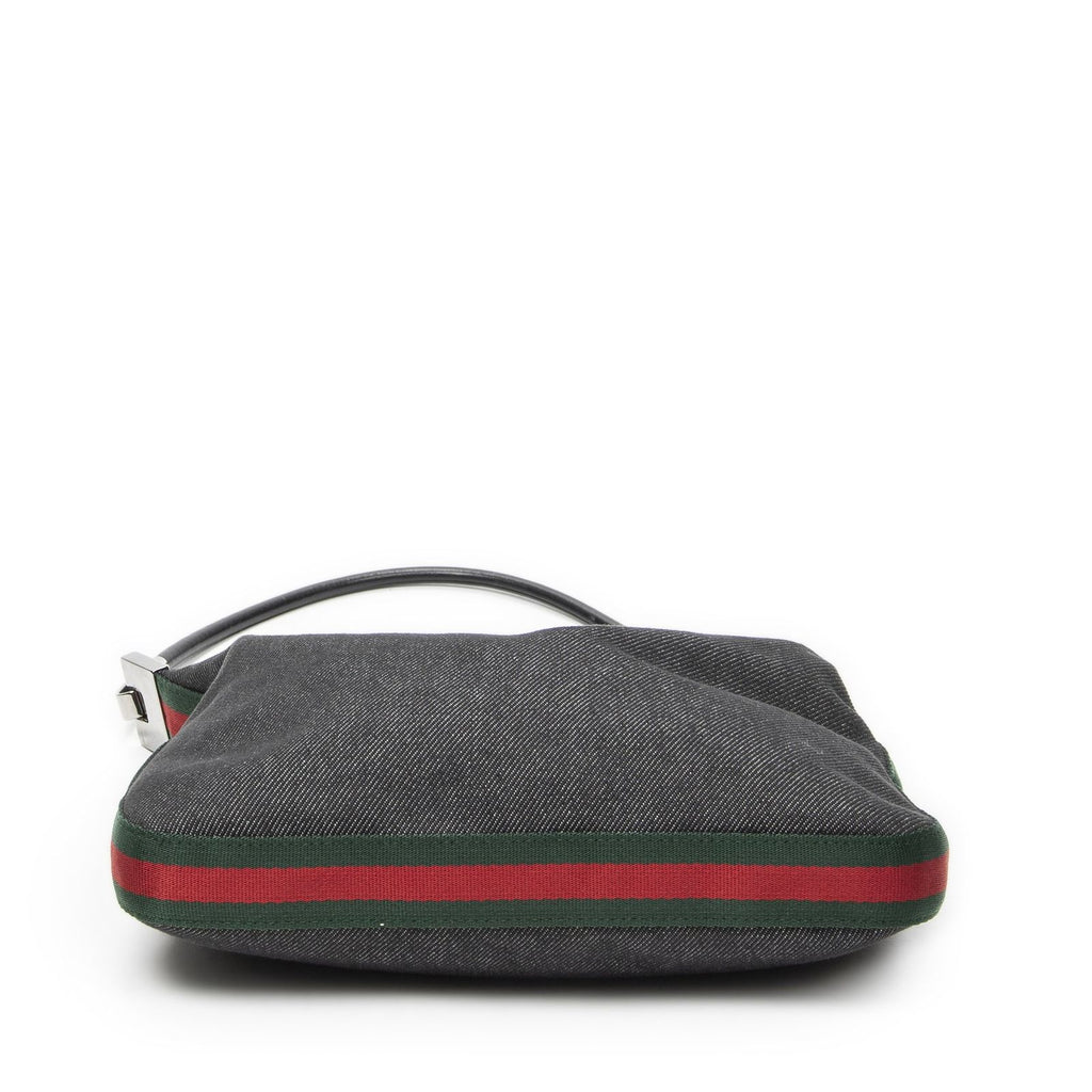 Gucci Web Zip Bo Black Denim Canvas Shoulder — view 6