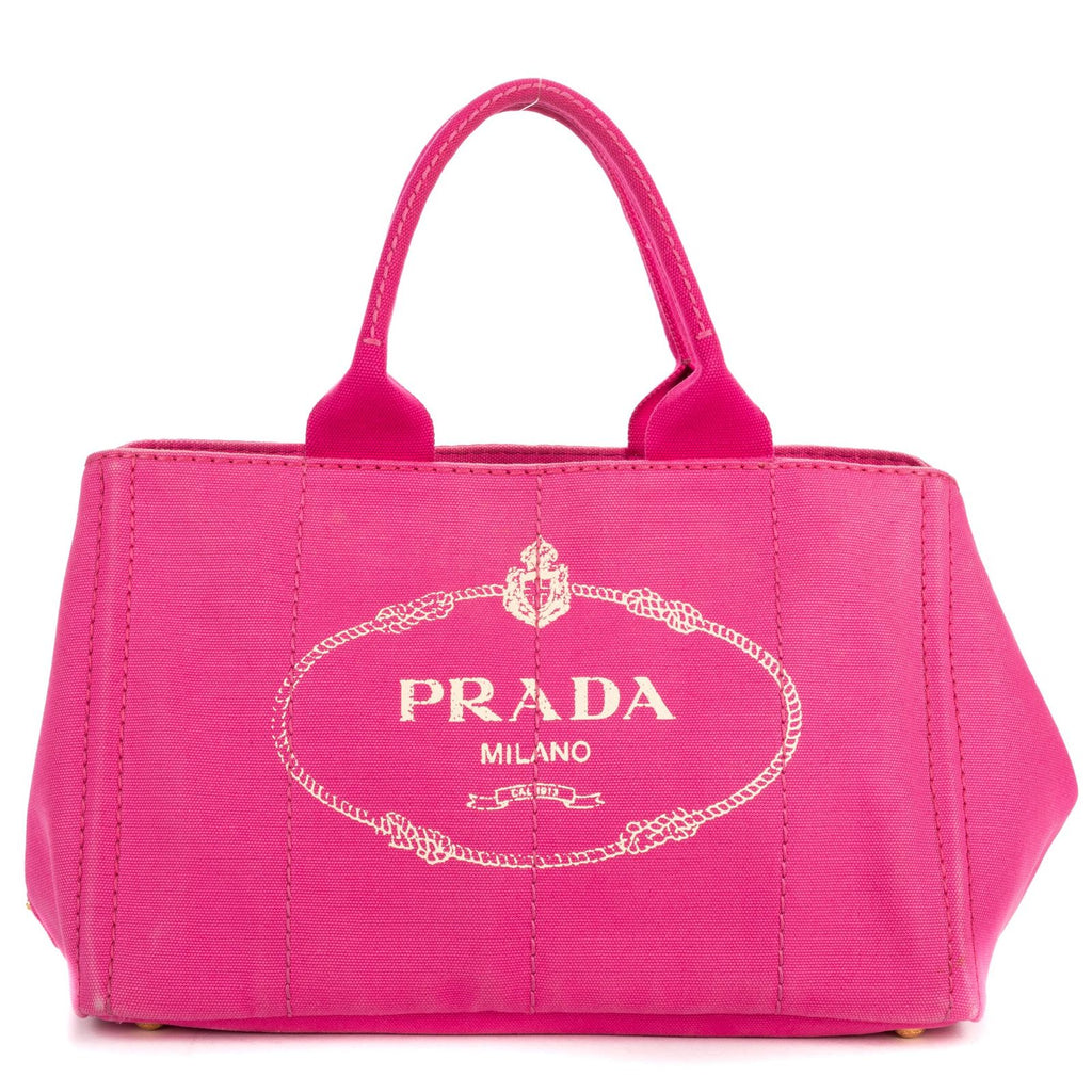 Prada Canapa Tote Pink Floral Pattern Canvas