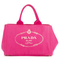 Prada Canapa Tote Pink Floral Pattern Canvas