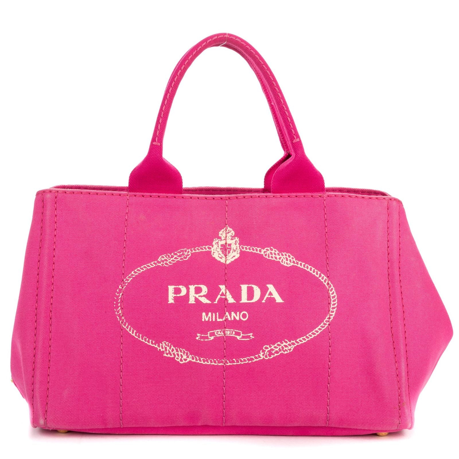 Prada Canapa Tote Pink Floral Pattern Canvas