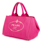Prada Canapa Tote Pink Floral Pattern Canvas — view 2