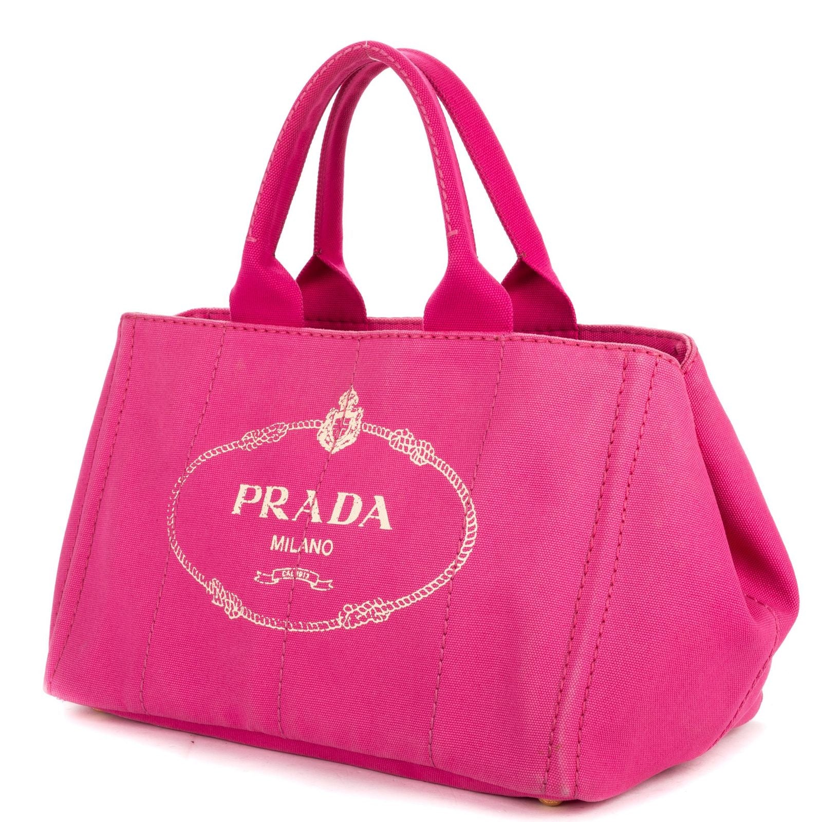 Prada Canapa Tote Pink Floral Pattern Canvas — view 2
