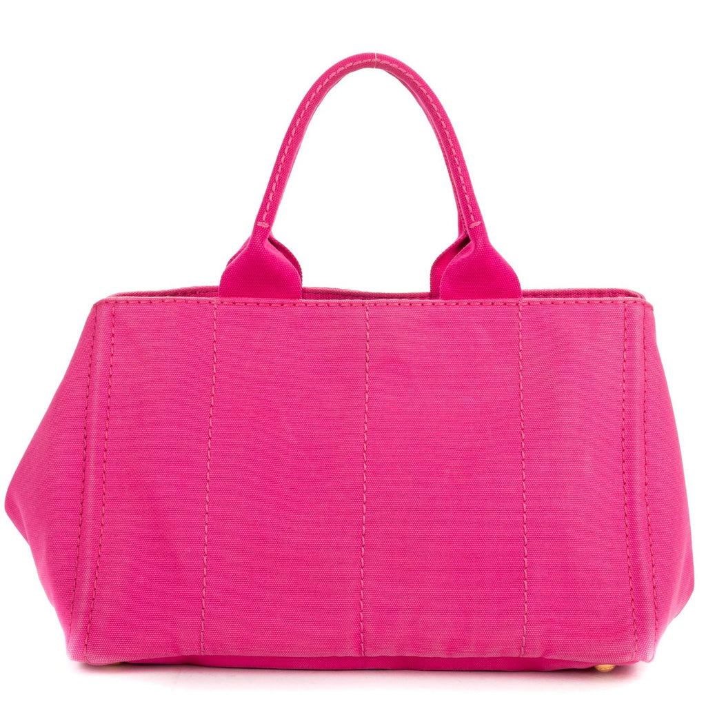 Prada Canapa Tote Pink Floral Pattern Canvas — view 5