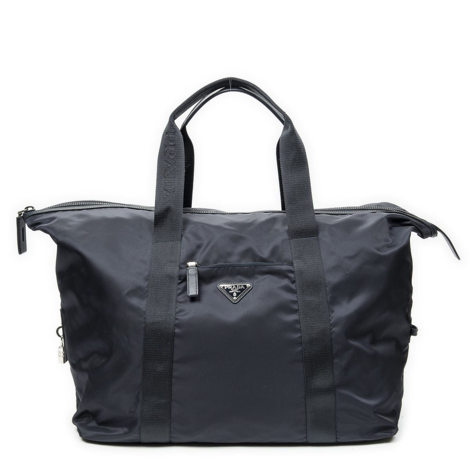 Prada Collapsible Weekender Navy Nylon Canvas Travel