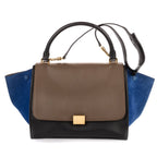 Celine Tricolor le Trapeze Zuto Pu Black Blue Smooth Calfskin Shoulder