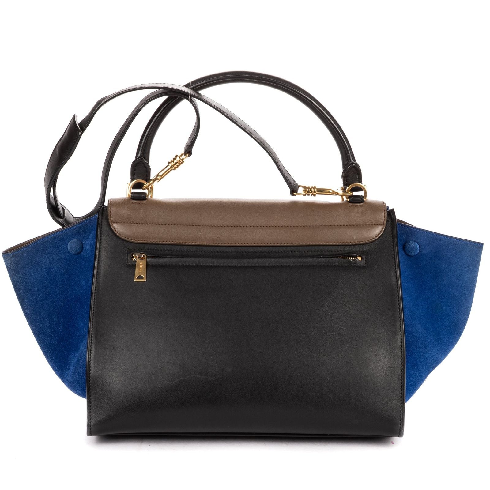 Celine Tricolor le Trapeze Zuto Pu Black Blue Smooth Calfskin Shoulder — view 5