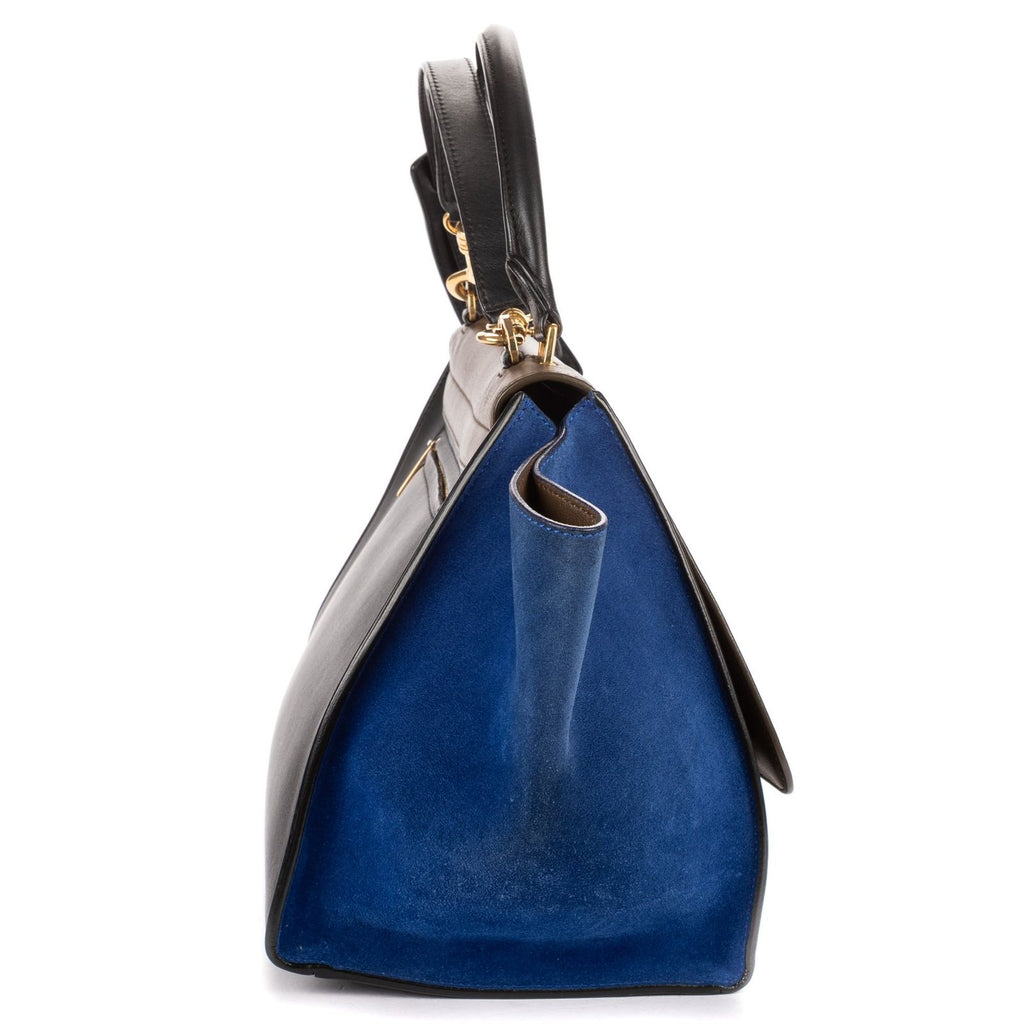 Celine Tricolor le Trapeze Zuto Pu Black Blue Smooth Calfskin Shoulder — view 4