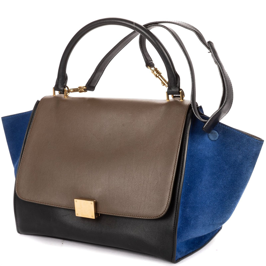 Celine Tricolor le Trapeze Zuto Pu Black Blue Smooth Calfskin Shoulder — view 2